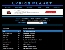 Tablet Screenshot of lyricsplanet.com